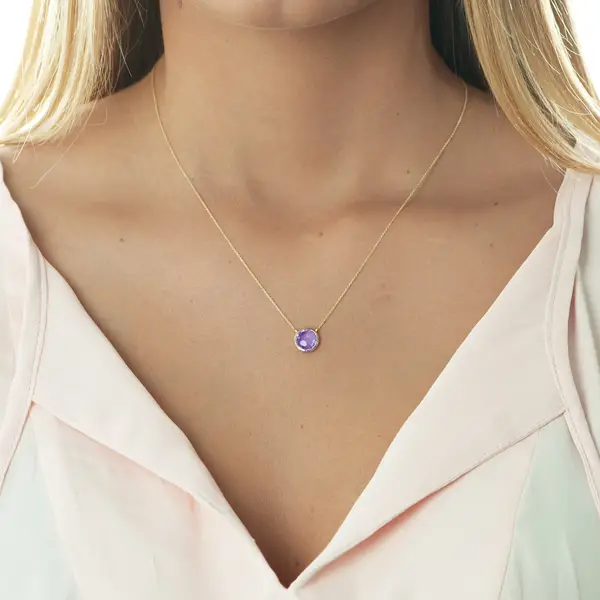 ﻿Leaf Jewelry Halskette Amethyst, 14 K Gelbgold Begrenztes Angebot