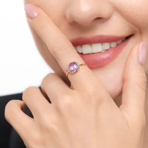 Leaf Jewelry Ring Amethyst, 14 K Gelbgold Online Shopping