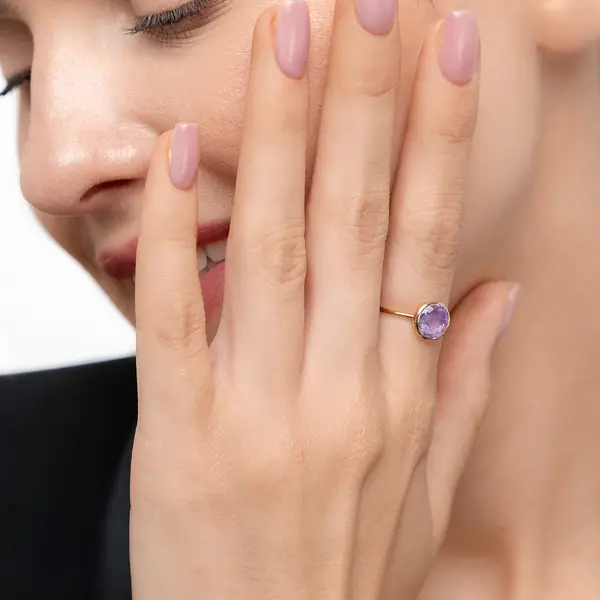 Leaf Jewelry Ring Amethyst, 14 K Gelbgold Online Shopping