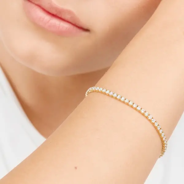 Leaf Jewelry Tennisarmband mit Diamanten, Gelbgold, 3.42ct, 17.0cm Muttertagsangebot