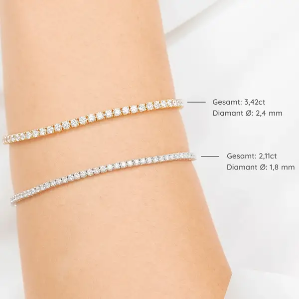 Leaf Jewelry Tennisarmband mit Diamanten, Gelbgold, 3.42ct, 17.0cm Muttertagsangebot