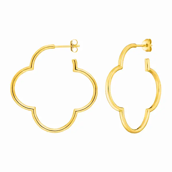 Leaf Jewelry Creole Kleeblatt, 40mm, 14 K Gelbgold Valentinstagsangebot