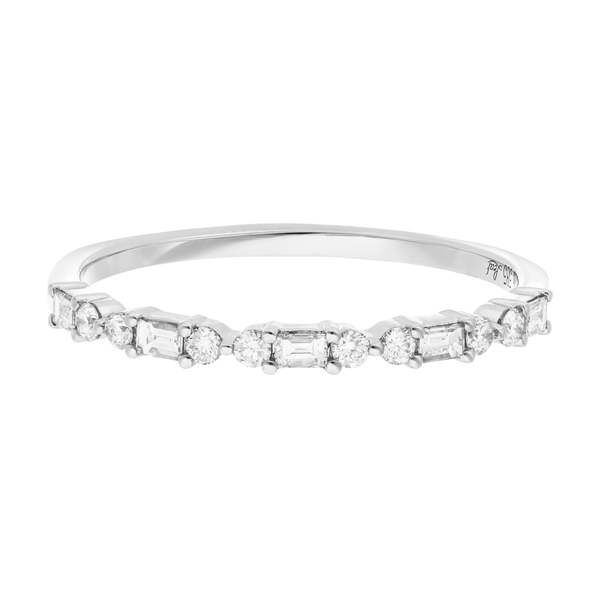 Leaf Jewelry Ring mit Baguette Diamanten, 14K Weißgold Jubiläumsangebot