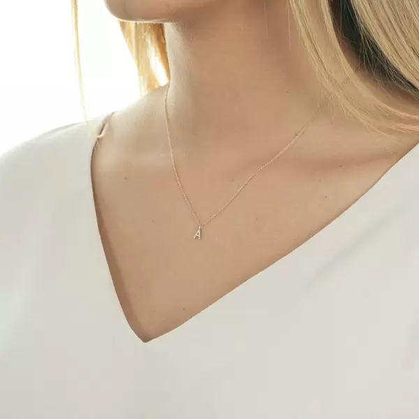 Leaf Jewelry Buchstabenketten, 14 K Rosegold mit Diamanten Top Angebot