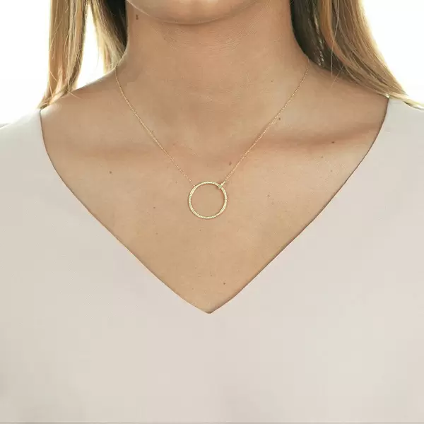 Leaf Jewelry Halskette Circle Groß mit Diamanten, 18 K Gelbgold Zeitlich begrenztes Angebot