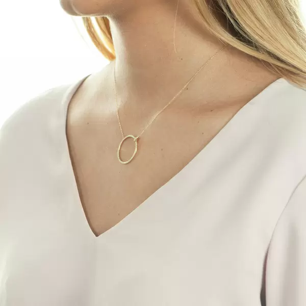 Leaf Jewelry Halskette Circle Groß mit Diamanten, 18 K Gelbgold Zeitlich begrenztes Angebot