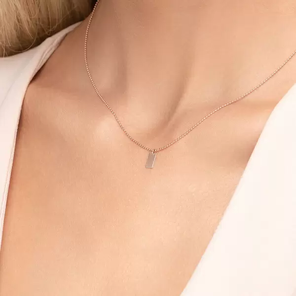 Leaf Jewelry Halskette Tiny Dog Tag, 14 K Rosegold VIP-Rabatte
