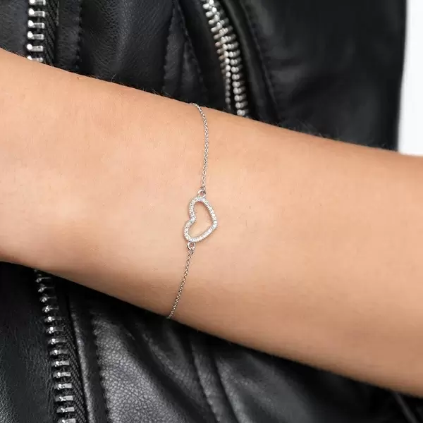 Leaf Jewelry Armkette Heart mit Diamanten, 18 K Weißgold Super Sparpreis