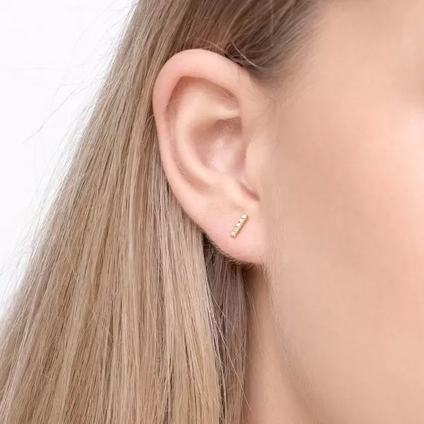 Leaf Jewelry Ohrstecker Bar mit Diamanten, 18 K Gelbgold Wochenangebot