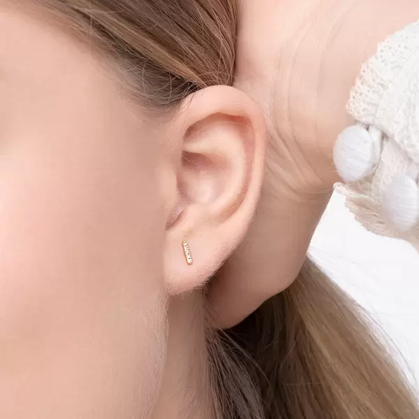 Leaf Jewelry Ohrstecker Bar mit Diamanten, 18 K Gelbgold Wochenangebot