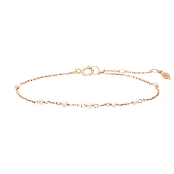 Leaf Jewelry Armkette White Pearls, 14 K Rosegold Kostenlose Rückgabe