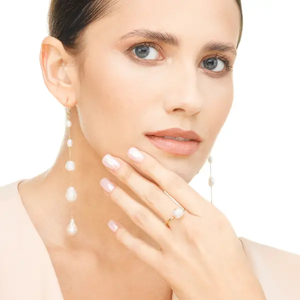 Leaf Jewelry Ring Barock Pearl, 14K Gelbgold Begrenzte Freigabe