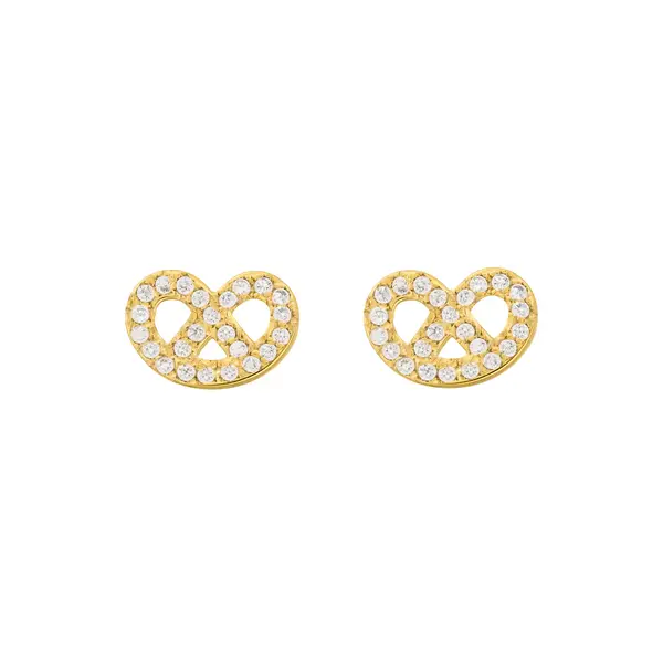 Leaf Jewelry Ohrstecker Brezn mit Zirkonia, 18 K Gelbgold vergoldet Letzte 3 Tage