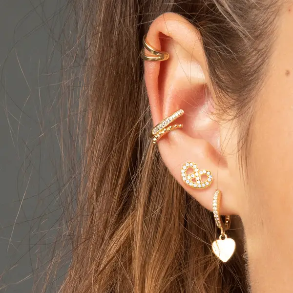 Leaf Jewelry Ohrstecker Brezn mit Zirkonia, 18 K Gelbgold vergoldet Letzte 3 Tage