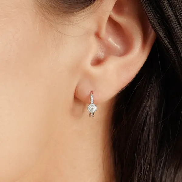 Leaf Jewelry Creolen Pave II, 14K Weißgold Bis zu 50% Rabatt