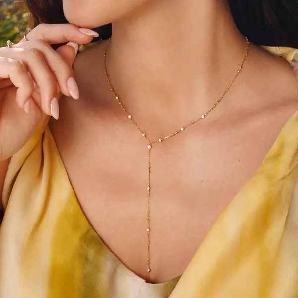 Leaf Jewelry Y-Halskette Flying Pearls, 18 K Gelbgold vergoldet Bis zu 55% Rabatt