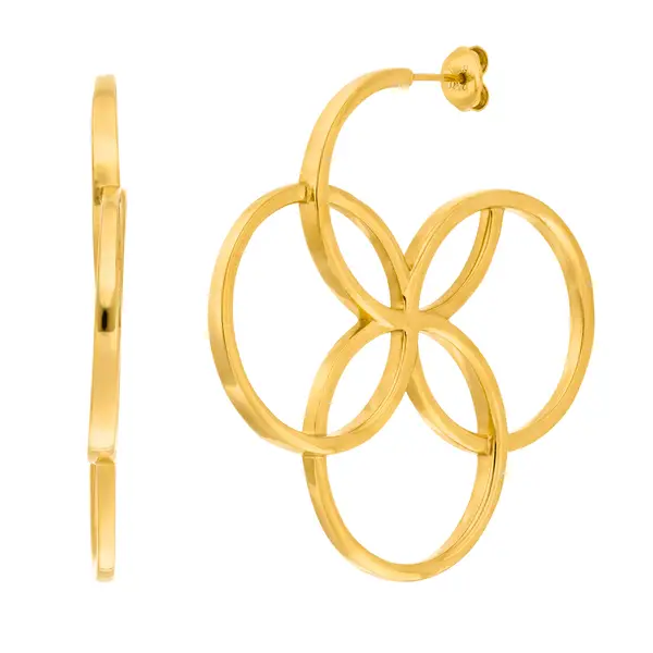 Leaf Jewelry Creolen Clover Charm, groß, 18 K Gelbgold vergoldet Nur noch ein Tag übrig