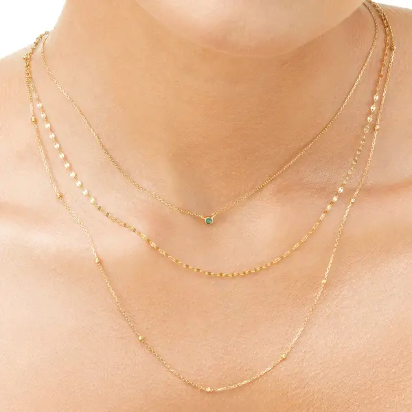 Leaf Jewelry Halskette Smaragd, 14K Weißgold 2025