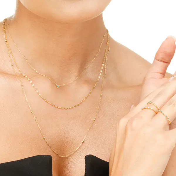 Leaf Jewelry Halskette Smaragd, 14K Weißgold 2025