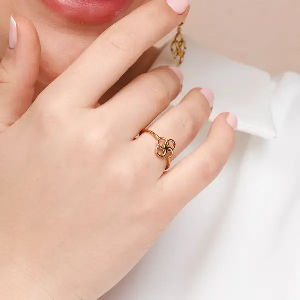 Leaf Jewelry Ring Clover Charm, 925 Sterlingsilber Fabrikverkauf