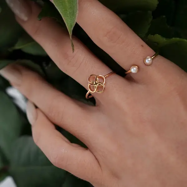 Leaf Jewelry Ring Clover Charm, 925 Sterlingsilber Fabrikverkauf