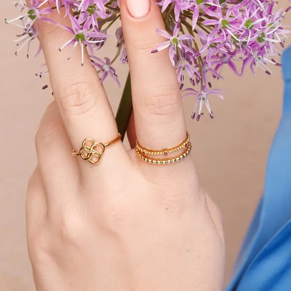 Leaf Jewelry Ring Clover Charm, 925 Sterlingsilber Fabrikverkauf