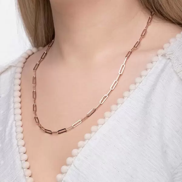 Leaf Jewelry Y-Halskette Square, 52cm, 18 K Rosegold vergoldet Großer Ausverkauf
