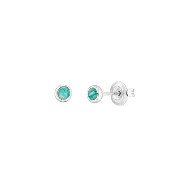 Leaf Jewelry Ohrstecker Pure Amazonit, 3mm, 925 Sterlingsilber Flash Sale