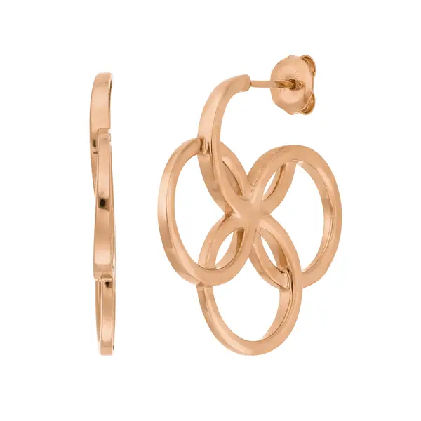 Leaf Jewelry Creolen Clover Charm, klein, 18 K Rosegold vergoldet Begrenztes Angebot