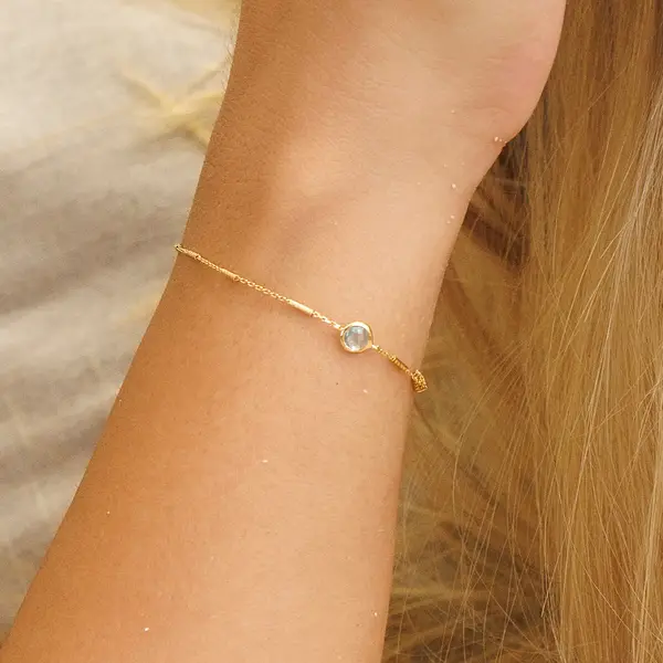 Leaf Jewelry Armkette Solitär, Rosenquarz, 18 K Rosegold vergoldet Saisonschlussverkauf
