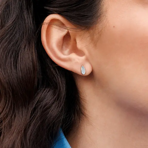 Leaf Jewelry Ohrstecker Gem Drop, Grüner Achat, 925 Sterlingsilber Osterangebot