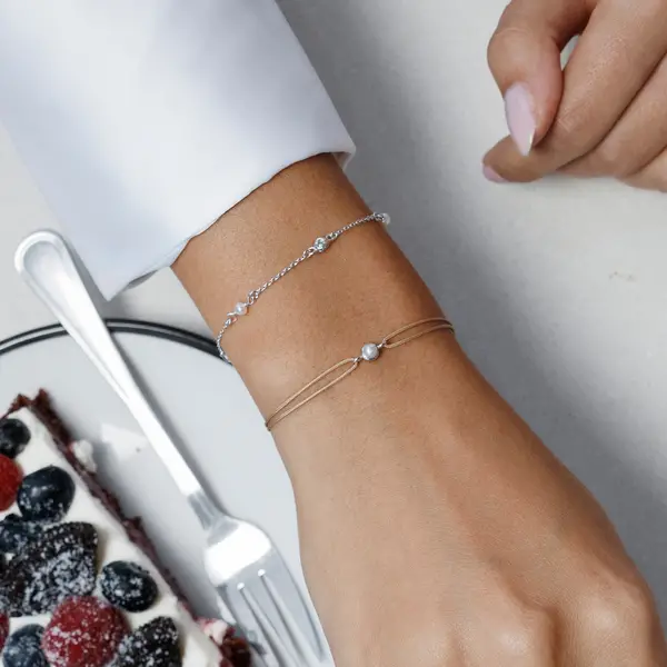 Leaf Jewelry Armkette Pure mit Süßwasserzuchtperlen, 925 Sterlingsilber Lagerräumung