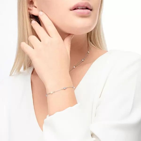 Leaf Jewelry Armkette Pure mit Süßwasserzuchtperlen, 925 Sterlingsilber Lagerräumung
