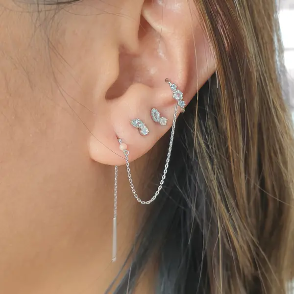 Leaf Jewelry Earcandy, Mondstein/Blauer Topaz, 925 Sterlingsilber Heißer Verkauf