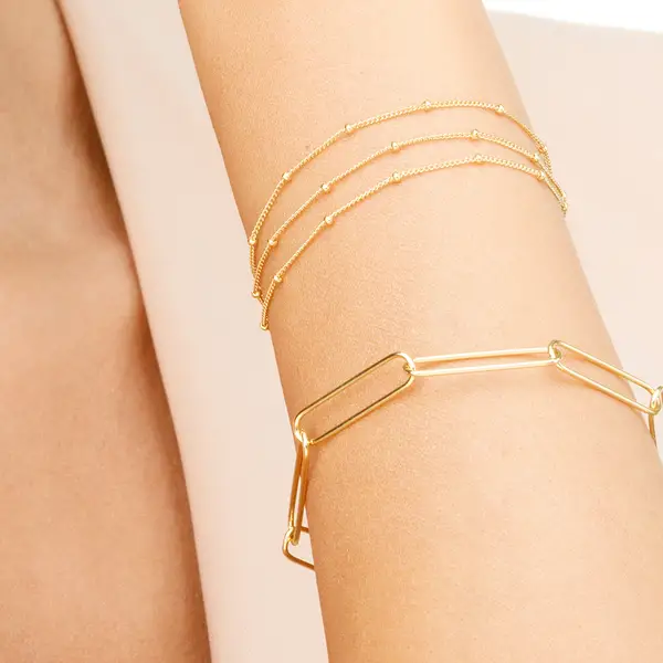 Leaf Jewelry Silber Armkette, BIG SQUARE, Rosegold Online Outlet