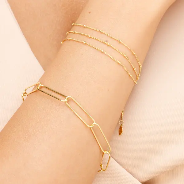 Leaf Jewelry Silber Armkette, BIG SQUARE, Rosegold Online Outlet