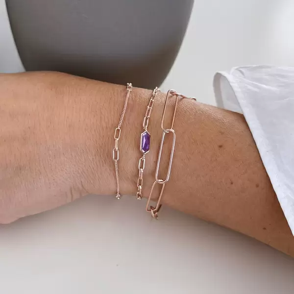 Leaf Jewelry Silber Armkette, BIG SQUARE, Rosegold Online Outlet