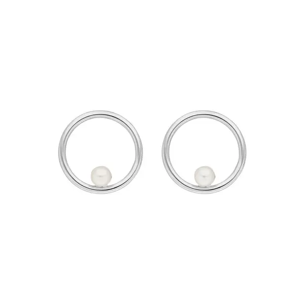 Leaf Jewelry Ohrstecker Circle mit Perle, 925 Sterlingsilber Tägliche Deals