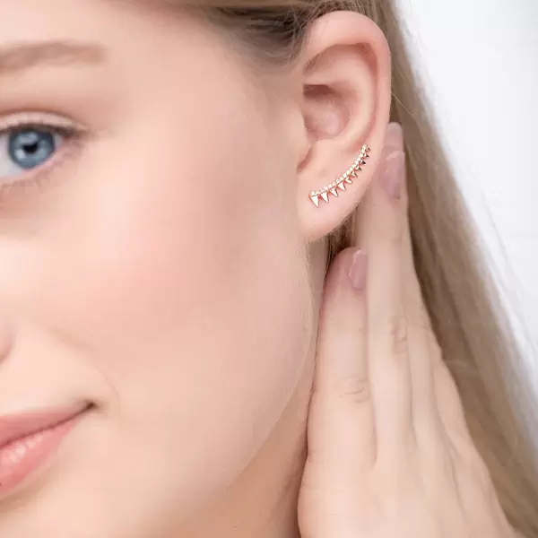 Leaf Jewelry Earclimber Memory II, 18 K Rosegold vergoldet Begrenzte Freigabe