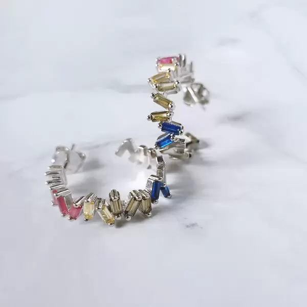 Leaf Jewelry Creole ICE CUBE, Multi Colour Zirkonia, 925 Sterlingsilber Bis zu 50% Rabatt