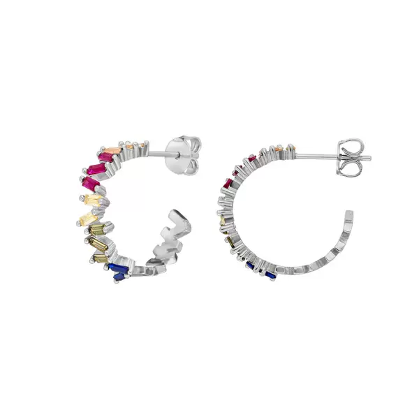 Leaf Jewelry Creole ICE CUBE, Multi Colour Zirkonia, 925 Sterlingsilber Bis zu 50% Rabatt