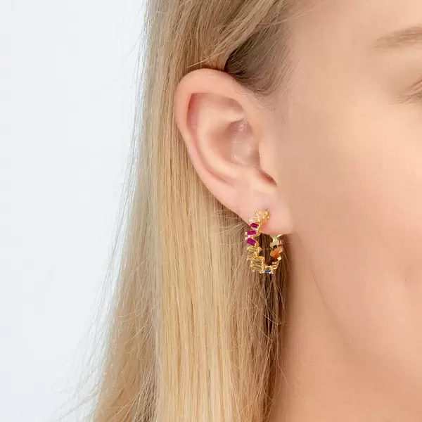 Leaf Jewelry Creole ICE CUBE, Multi Colour Zirkonia, 925 Sterlingsilber Bis zu 50% Rabatt