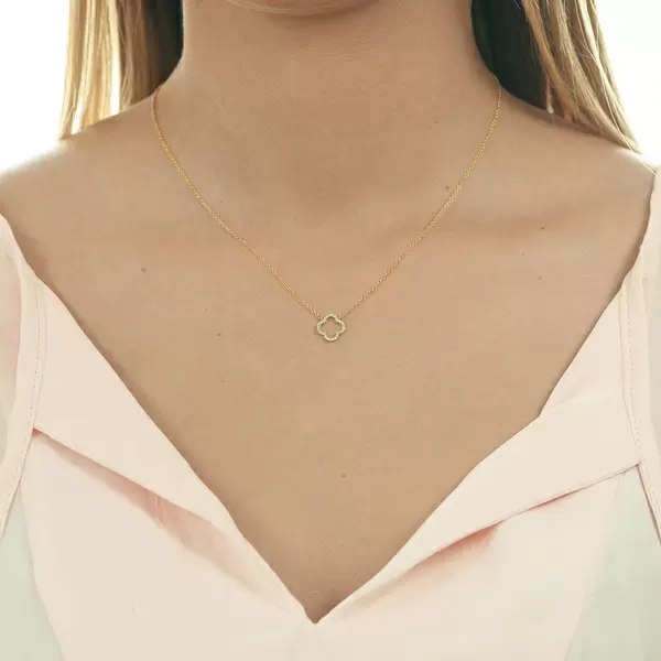Leaf Jewelry Halskette Clover mit Diamanten, 18 K Gelbgold Speichern exportieren