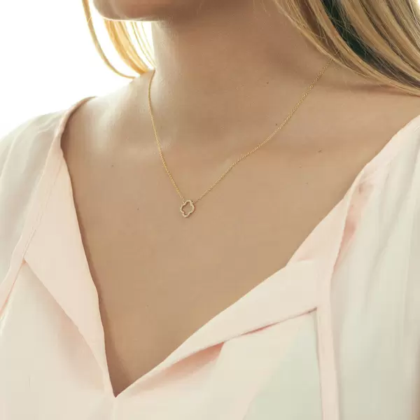 Leaf Jewelry Halskette Clover mit Diamanten, 18 K Gelbgold Speichern exportieren
