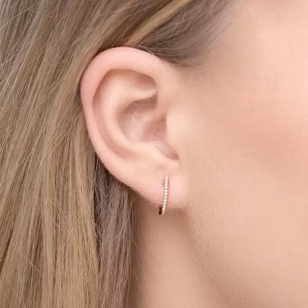 Leaf Jewelry Creole Circle XS mit Diamanten, 12mm, 18 Rosegold Im Verkauf