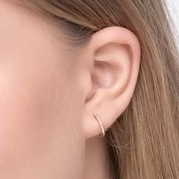 Leaf Jewelry Creole Circle XS mit Diamanten, 12mm, 18 Rosegold Im Verkauf