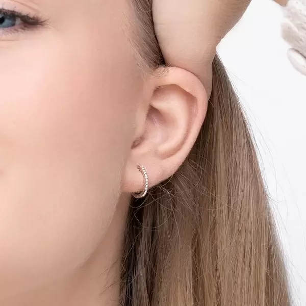 Leaf Jewelry Creole Circle XS mit Diamanten, 12mm, 18 Rosegold Im Verkauf