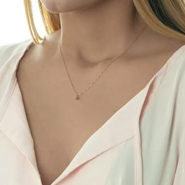 Leaf Jewelry Halskette Cabochon, Rubin, 14 K Roségold 50% Rabatt für begrenzte Zeit