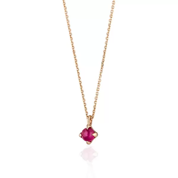Leaf Jewelry Halskette Cabochon, Rubin, 14 K Roségold 50% Rabatt für begrenzte Zeit