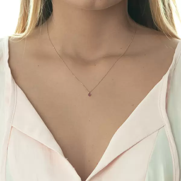 Leaf Jewelry Halskette Cabochon, Rubin, 14 K Roségold 50% Rabatt für begrenzte Zeit
